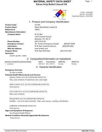 Kleen strip boiled linseed oil msds