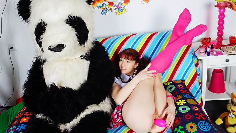 A girl has sex with a panda